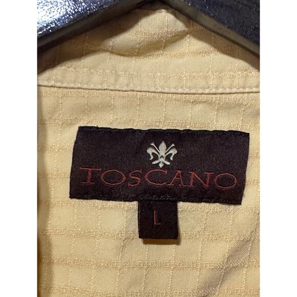 Toscano Silk Short Sleeve Shirt - Yellow in Color - Size Large - Picture 3 of 4